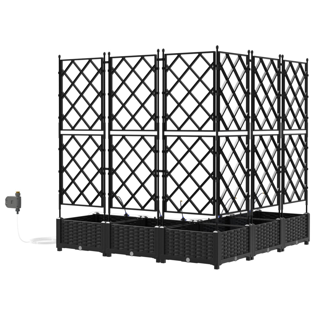 Pianterini da Giardino  con Sistema di Irrigazione 5 pz Nero