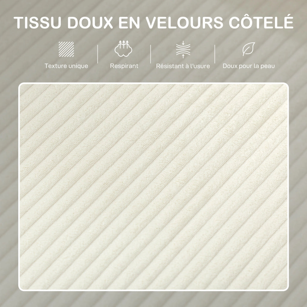 Divano 3 posti con poggiapiedi ¨C zephmum ¨C velluto beige 192x138x85