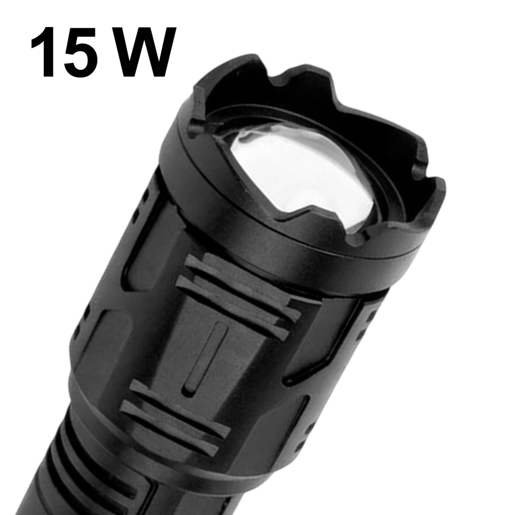 Torcia LED ricaricabile da 15 W con 3 modalità di illuminazione Nero Avizar
