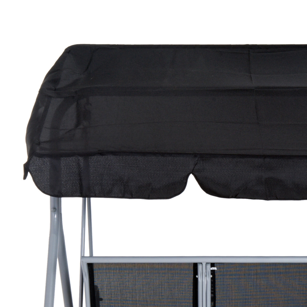 Altalena da giardino a 3 posti con tettuccio regolabile e rimovibile in metallo grigio 154 × 171 × 108 cm