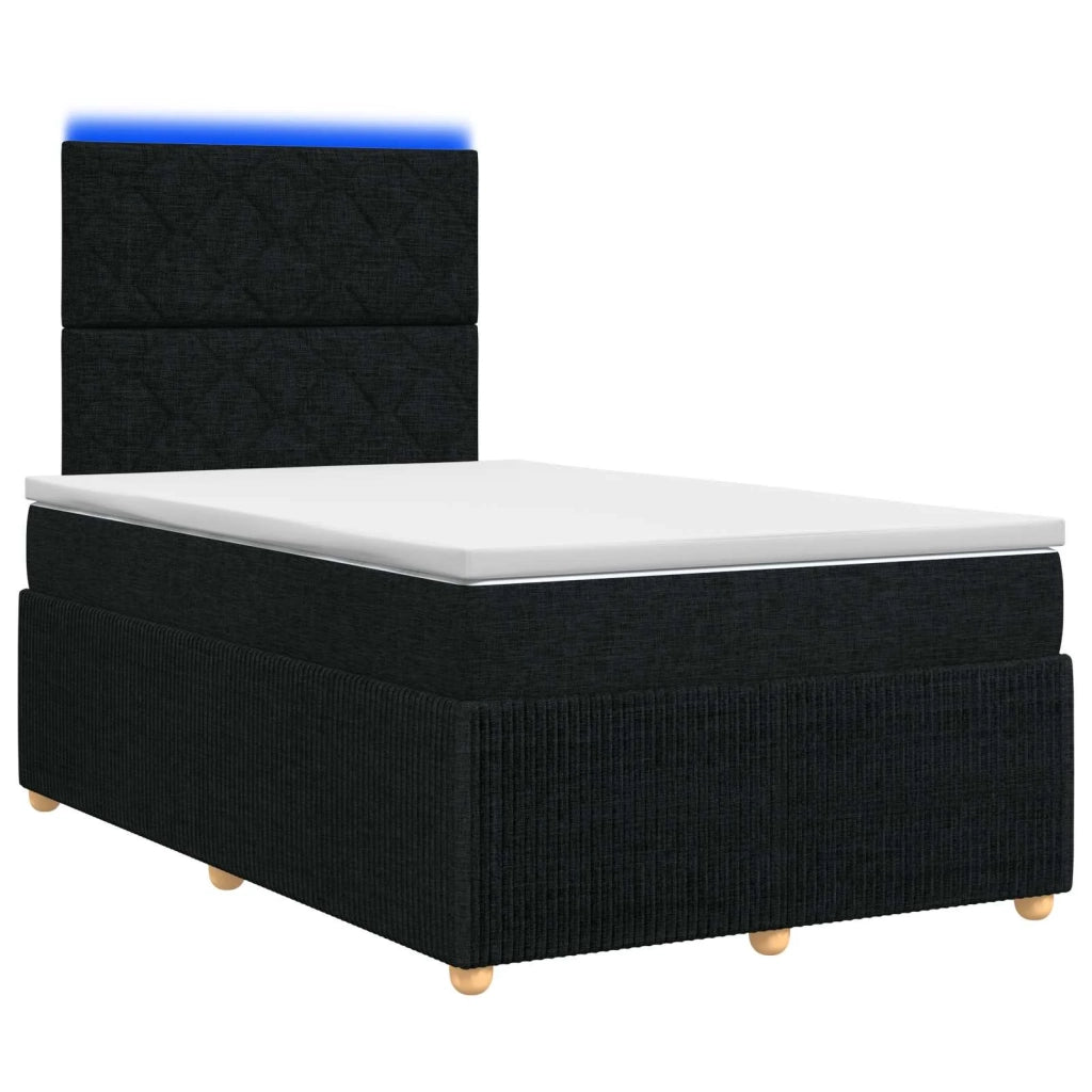 Letto Box Spring LED con Materasso Nero 120 x 190 cm Tessuto 3455820