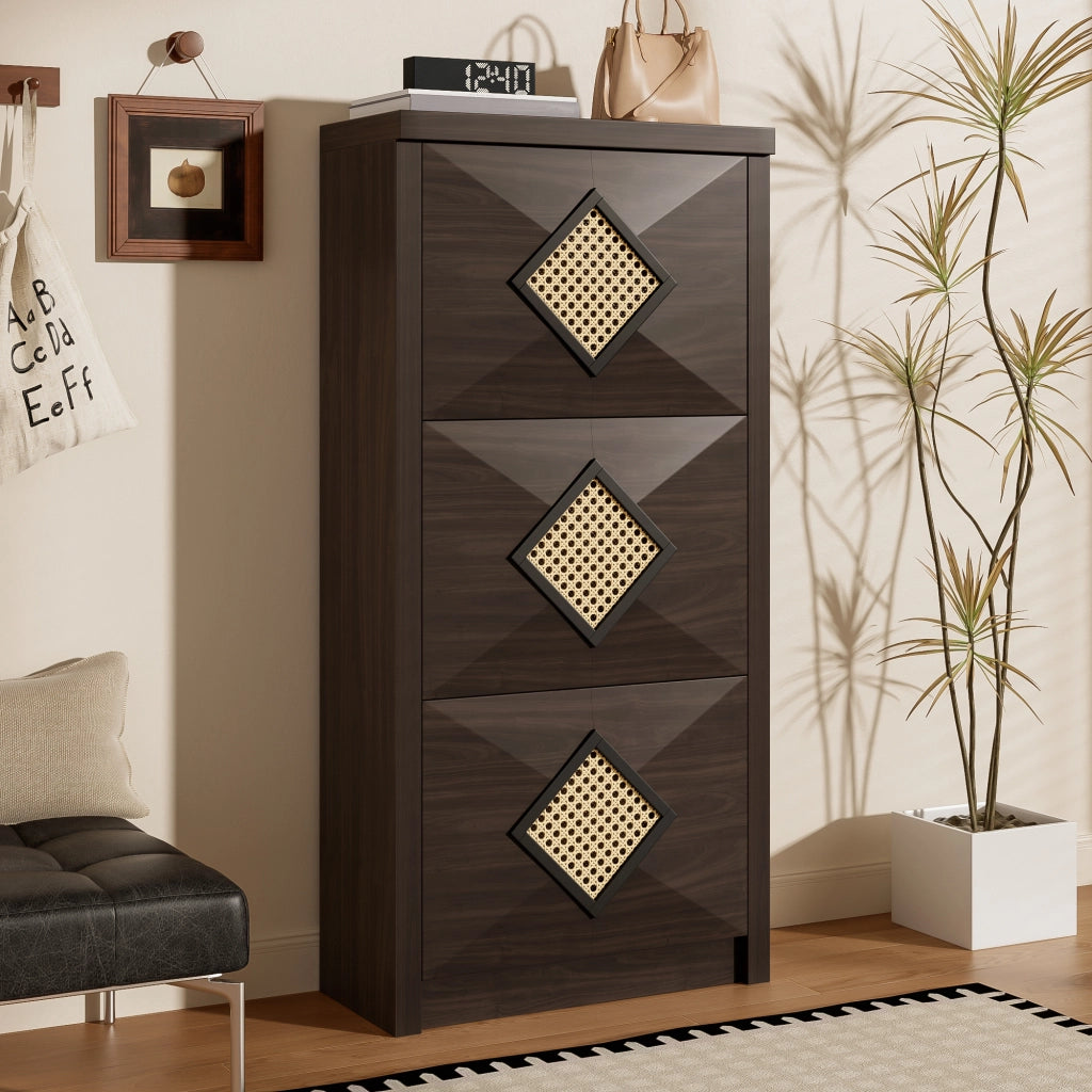 SCARPIERA 3 ribalte 54x25x115 cm Effetto legno marrone scuro