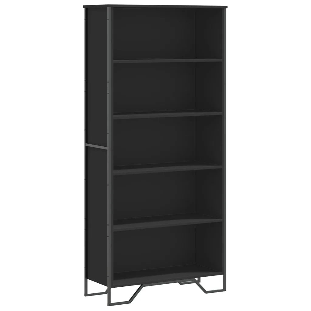 Libreria-Scaffale per Libri-Mobile di Stoccaggio Nera 80x31x169 cm in Truciolato