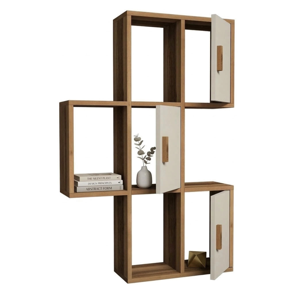 Carzano, Mensola 7 Ripiani, 50x20x113h cm Marrone Noce
