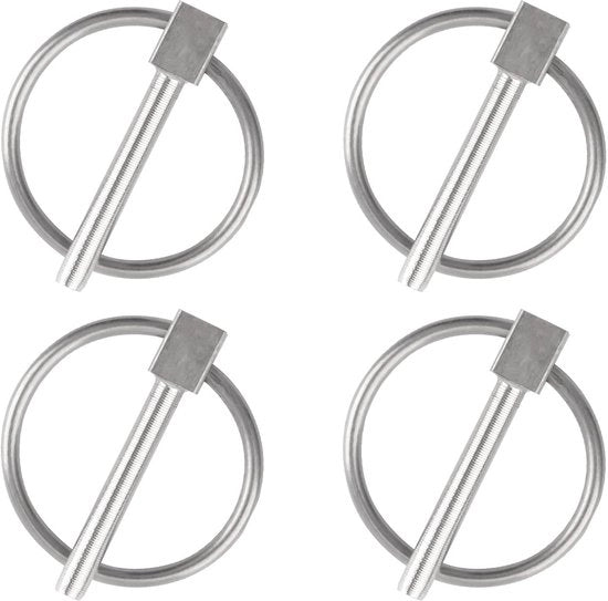 Spine Vite con Anello Auto Bloccante - Spine Vite Grandi - Acciaio Inossidabile - 4 pezzi - Penna di Bloccaggio - Argento - Penna di Bloccaggio