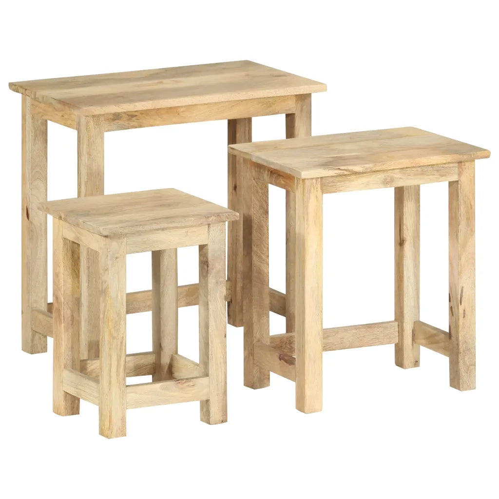 Tavolini Impilabili 3 pz in Legno Massello di Mango cod mxl 19789