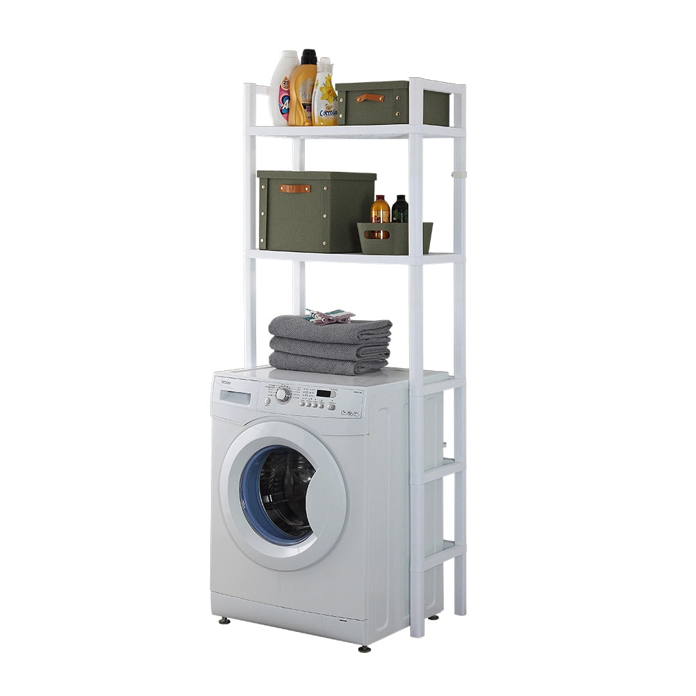 Scaffale sopra lavatrice in plastica bianco con 2 ripiani in kit di montaggio Buzz