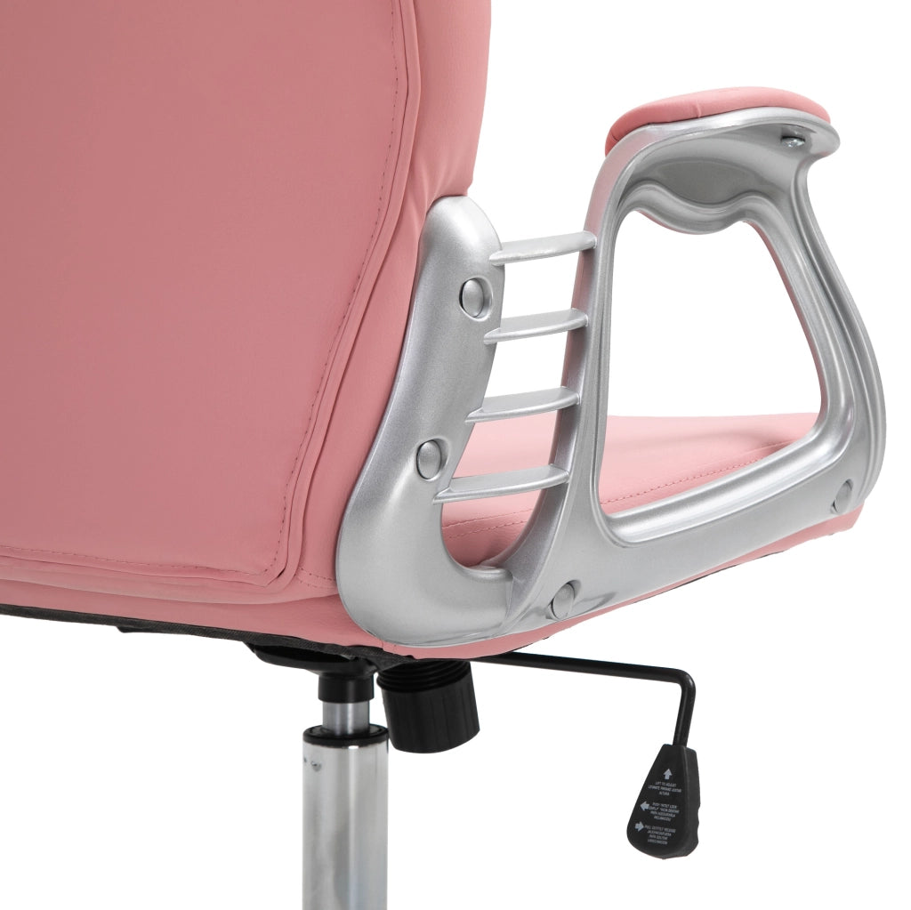 Sedia da ufficio ergonomica rosa in Bonded Leather