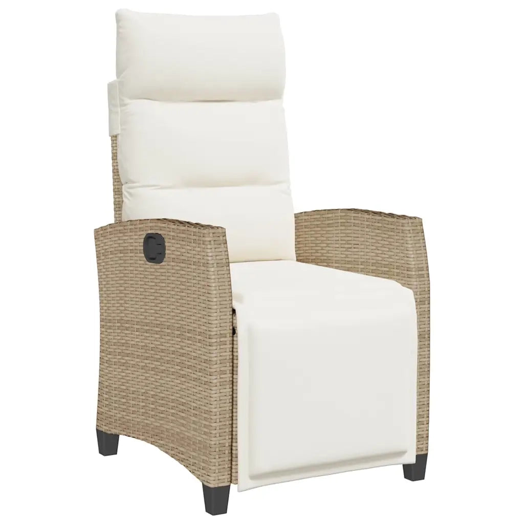 Sedia Reclinabile da Giardino | Sedie da Esterno con Tavolino Beige Polyrattan