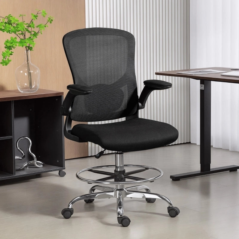 Sedia da scrivania ergonomica girevole con supporto lombare 4D, altezza regolabile, nera