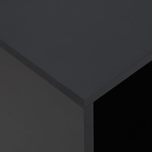 Tavolino da Salotto a C 45x35x58 cm con 2 Ripiani e 4 Ruote Girevoli Nero