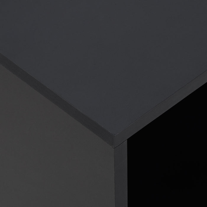 Tavolino da Salotto a C 45x35x58 cm con 2 Ripiani e 4 Ruote Girevoli Nero