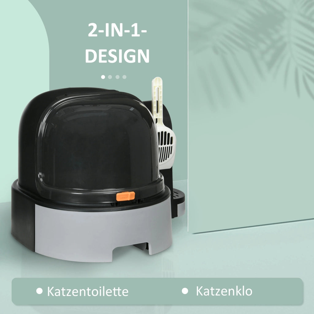 Lettiera per Gatti con Cassetti Estraibili ¨C Xylo ¨C Grigio + Nero con Paletta