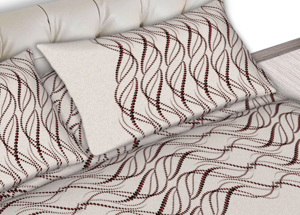 Completo Lenzuola Letto In 100% Cotone Made In Italy Disegni Assortiti C.N - 1 Piazza - Perla Rosso