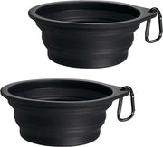 Set di 2 Ondeportabili Boccali per Cani e Gatti in Silicone - Impermeabili e Portatili - Con Cerniera di Carico (Nero, Nero)