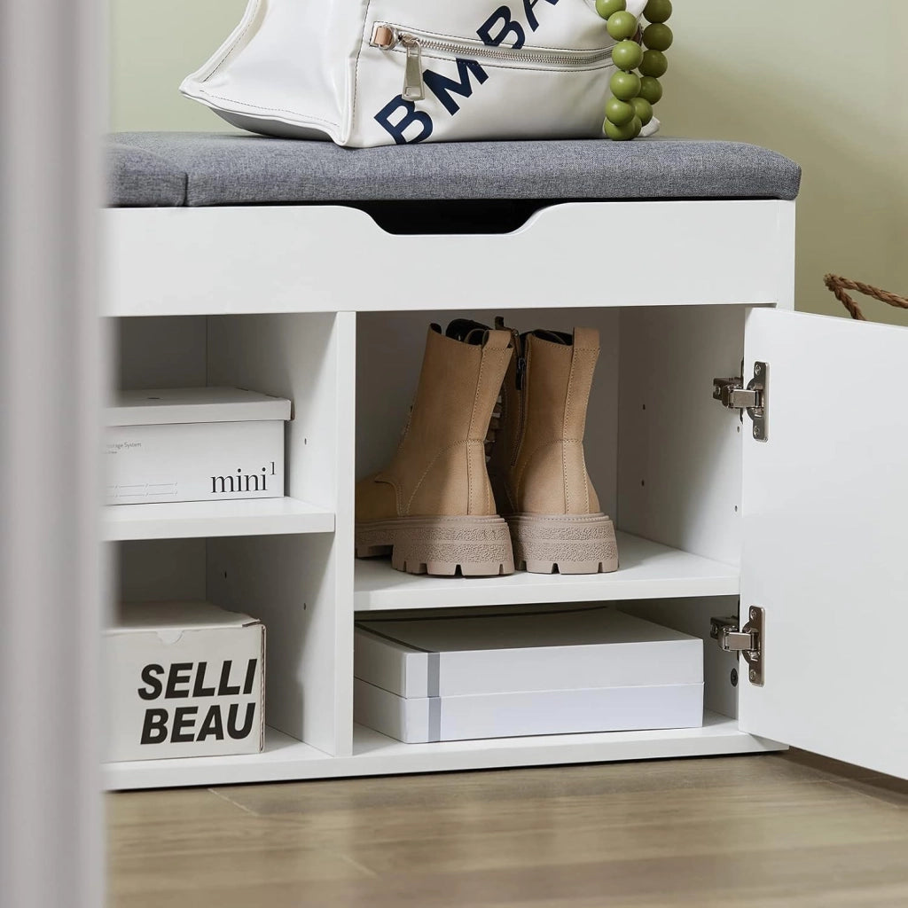 Scarpiera Salvaspazio Slim Ingresso - Panca Scarpiera Ingresso - Panca Contenitore con Vano Portaoggetti - Portata per Corridoio, Soggiorno, Camera da Letto - Bianco 100x48x34 cm FSR96-W