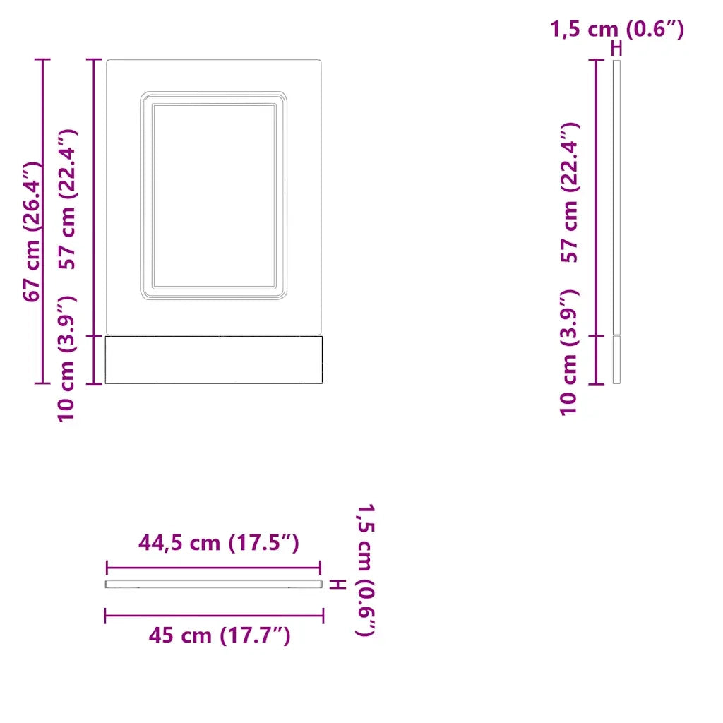 Pannello Lavastoviglie Kalmar Legno Antico 45x1,5x57 cm