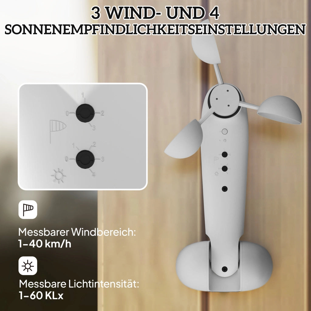 Sensore di Vento Elettrico con Sensore di Sole ¨C zephmum ¨C 22x11x9 cm Bianco