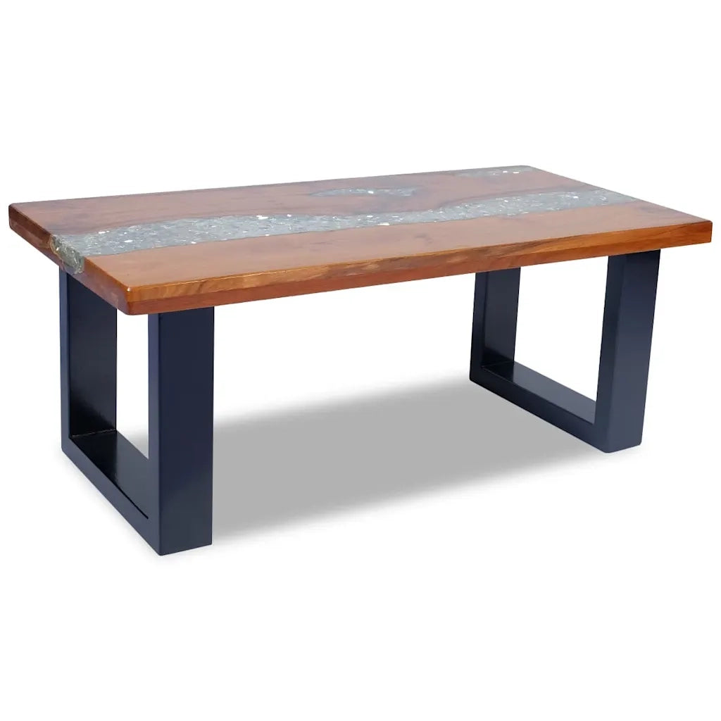 Tavolino da Salotto in Legno di Teak e Resina 100x50 cm 243467