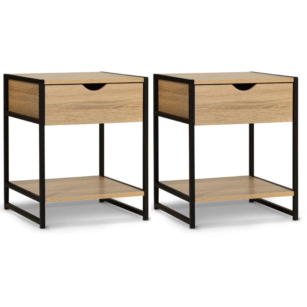 IDMarket - Set di 2 comodini di design industriale DETROIT