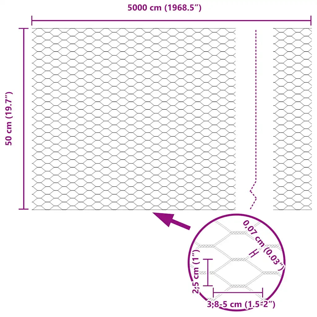 Recinzione Esagonale Verde 0,5 x 50 m PVC 42005410
