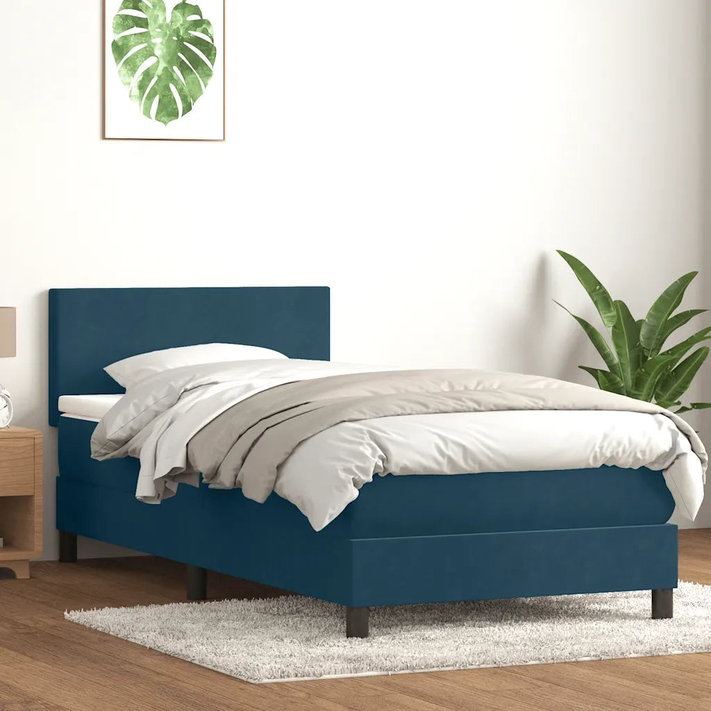 Letto a Molle con Materasso e LED Blu Scuro 80x220 cm Velluto 3316717