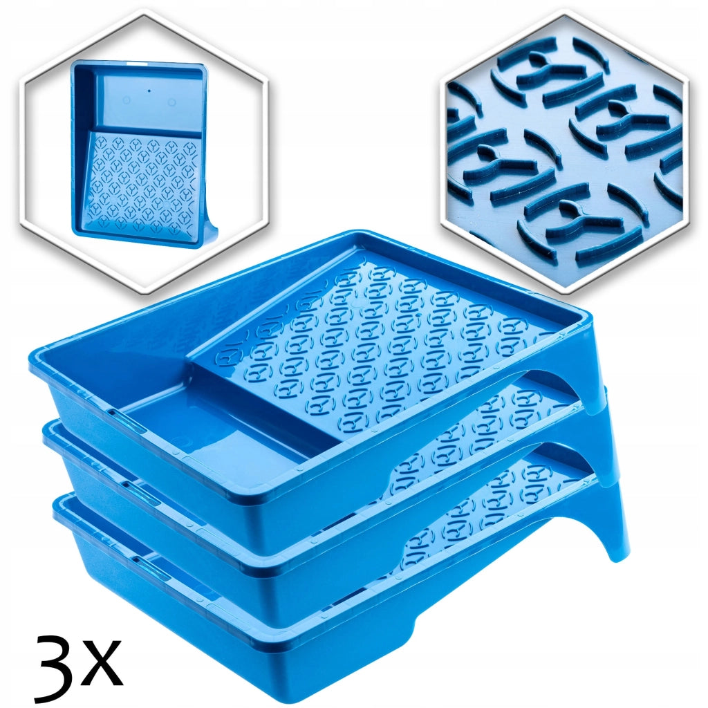 Vassoio per pittura grande KADAX 255x330 mm per rullo da pittura, set di 3 vassoi per rulli.