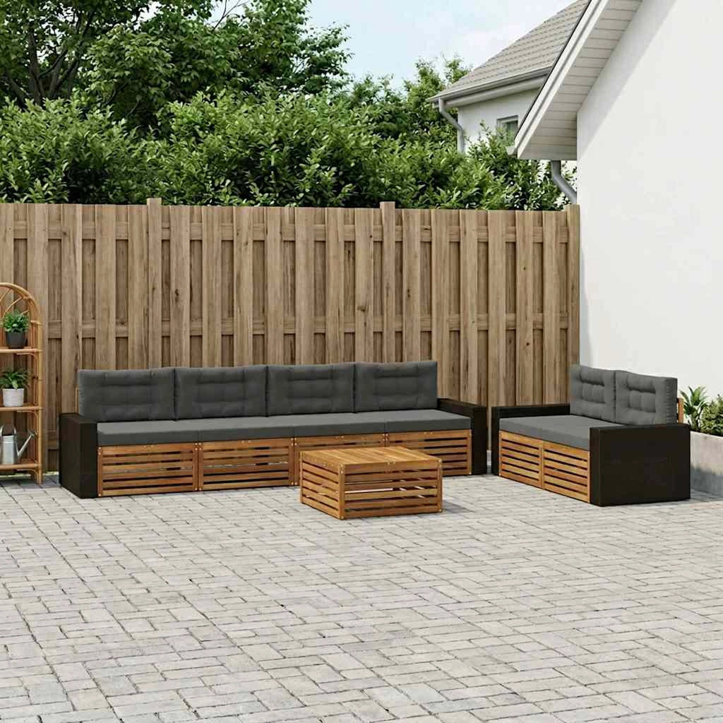Set di divani da esterno 7 pz Naturale e Antracite Poliestere 3383065