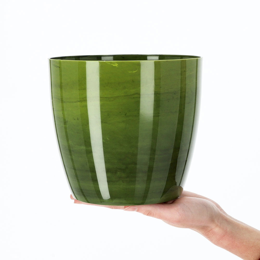 Coprivaso KADAX, rotondo, 12 cm, per soggiorno, verde marmorizzato.
