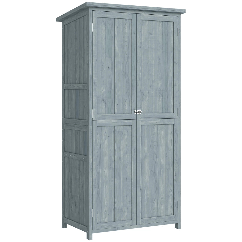 Armadio da Esterno 85x54x170 cm Capanno per Attrezzi con 2 Scaffali in Legno di Abete Grigio