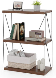 Scaffale Multiuso a 2/3/4/5 Ripiani, Libreria Autoportante con Struttura in Metallo, Stile Industriale, per Camera da Letto, Soggiorno Ufficio Studio (3 Livelli 61x29,5x82cm)