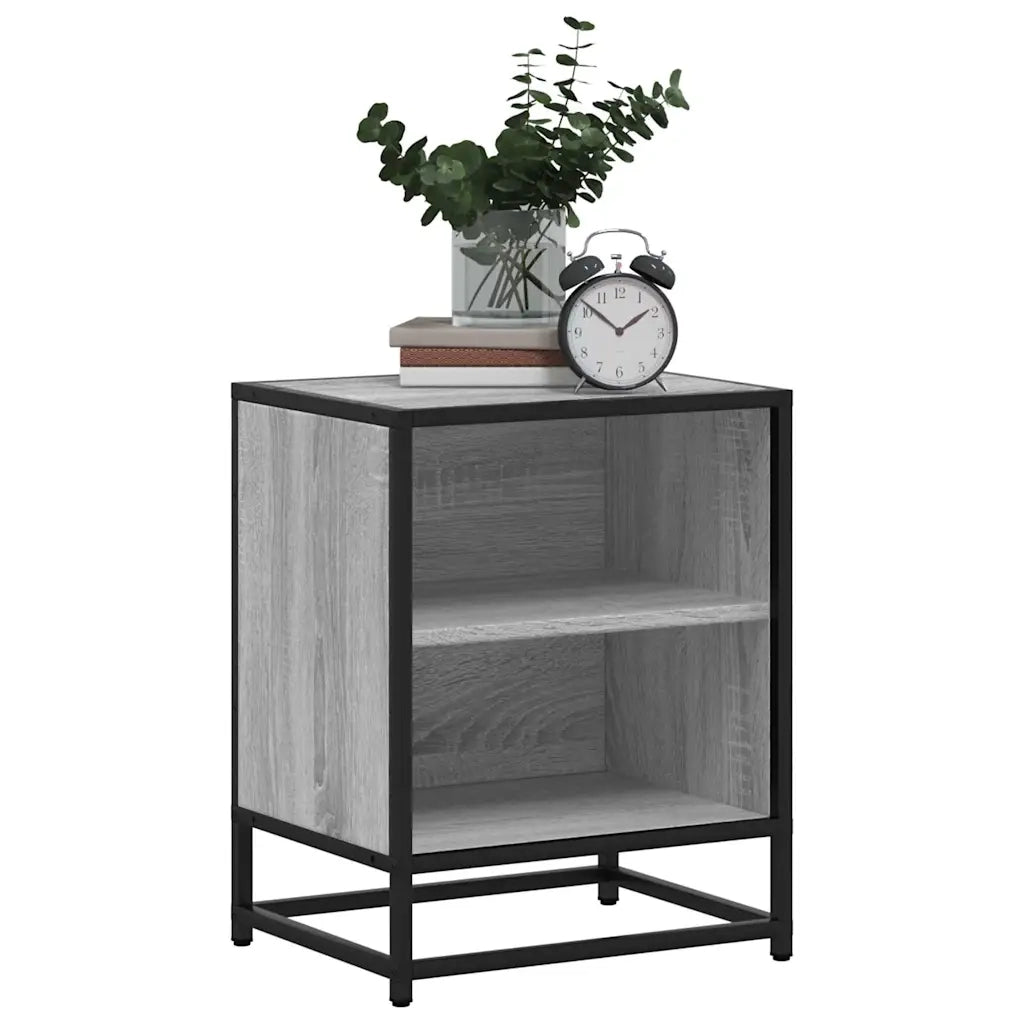 Comodino Grigio Sonoma 40x31x50 cm Legno Multistrato e Metallo 848705