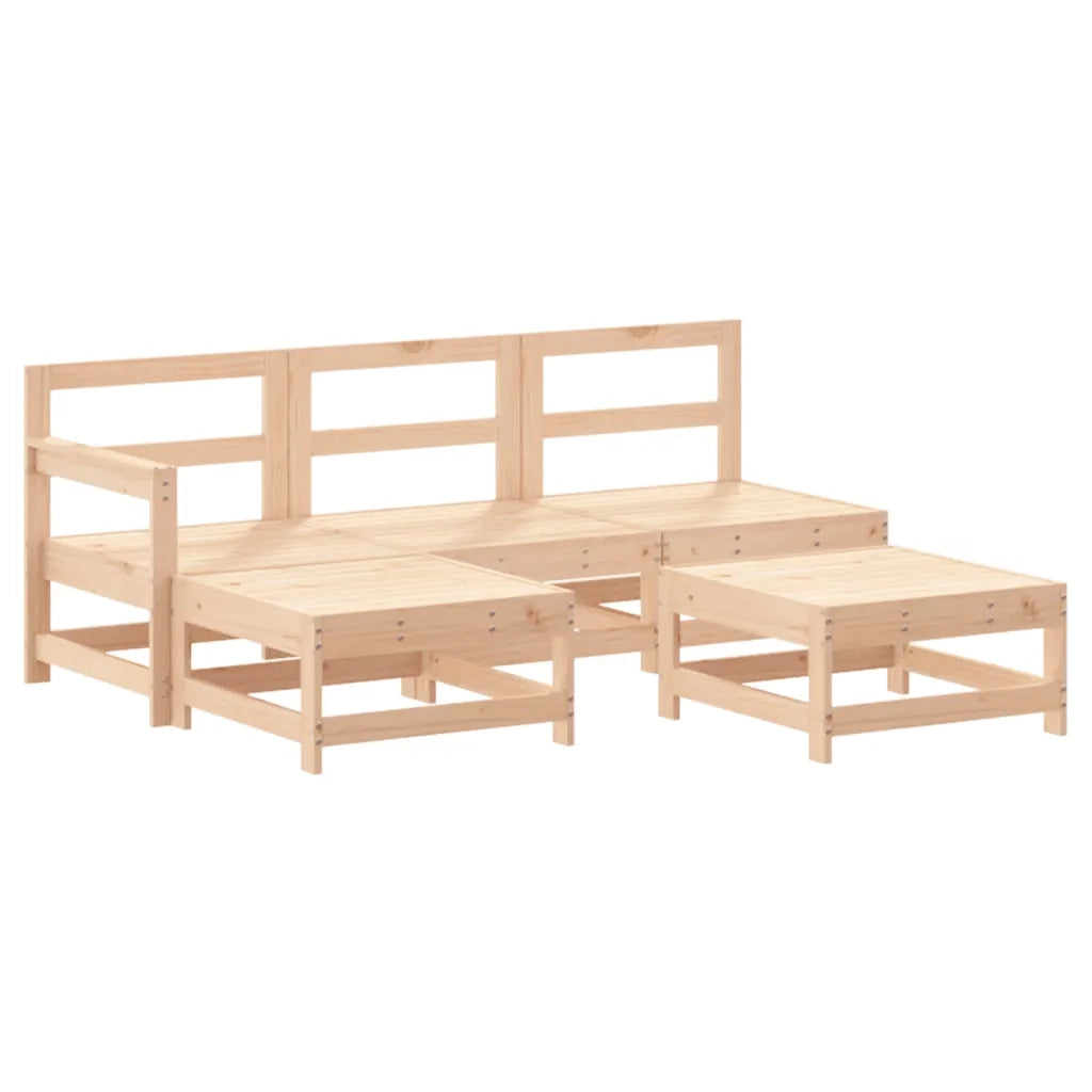 Set Divani da Giardino 5 pz con Cuscini in Legno Massello