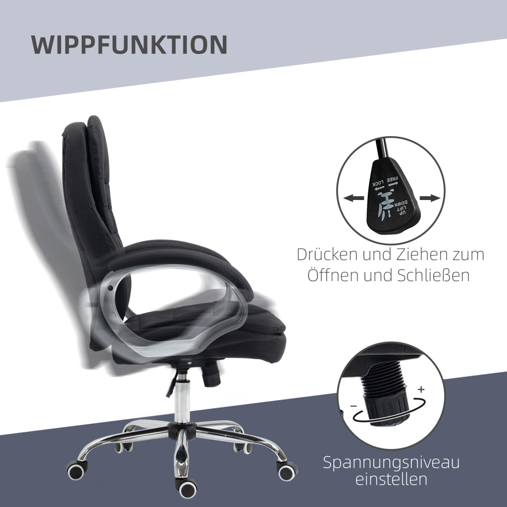 Sedia da ufficio ergonomica girevole 360¡ã ¨C Zephmum ¨C Nero tessuto 64x75x111-121 cm