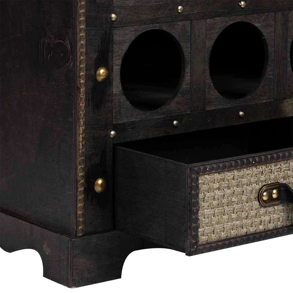 Baul porta bottiglie in legno marrone 44x30x85h cm