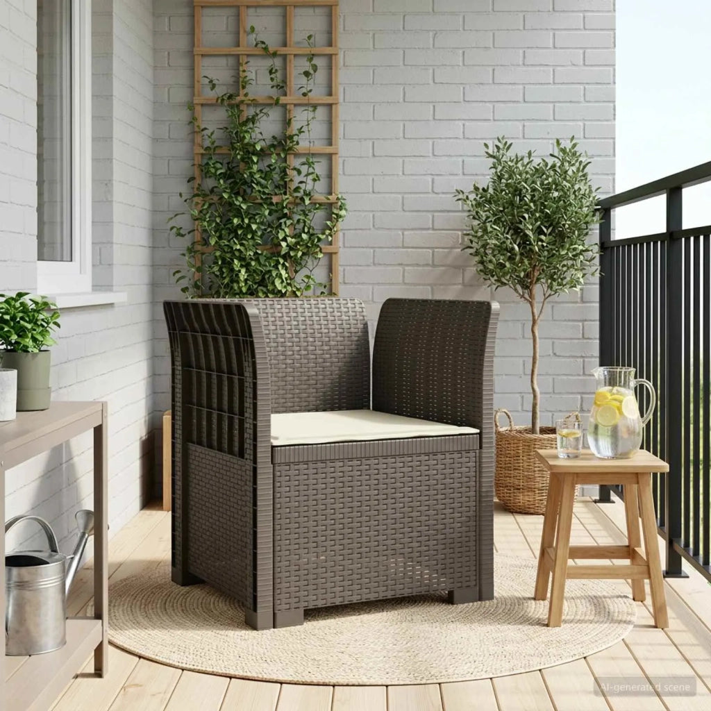 Sedia da giardino-Poltrona a 1 Posto con Cuscino Aspetto Rattan PP Grigio Chiaro 732211