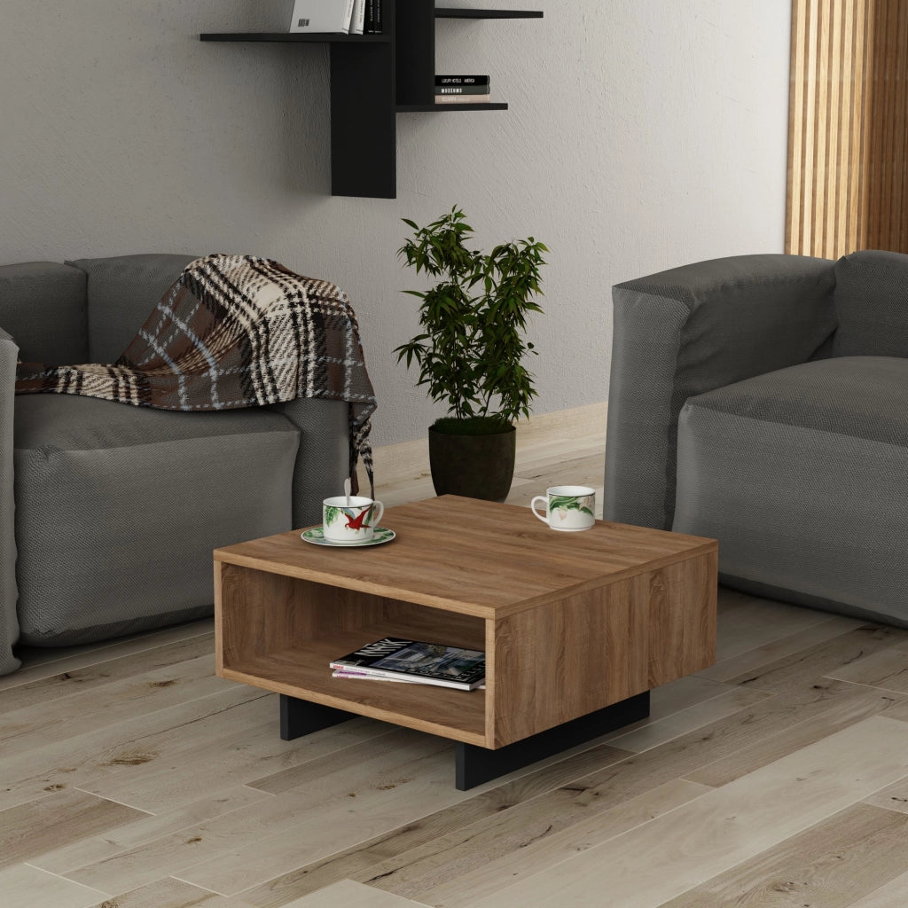 Tavolino da caffè in legno "Hola" - 60 x 60 x 32 cm - Rovere antracite