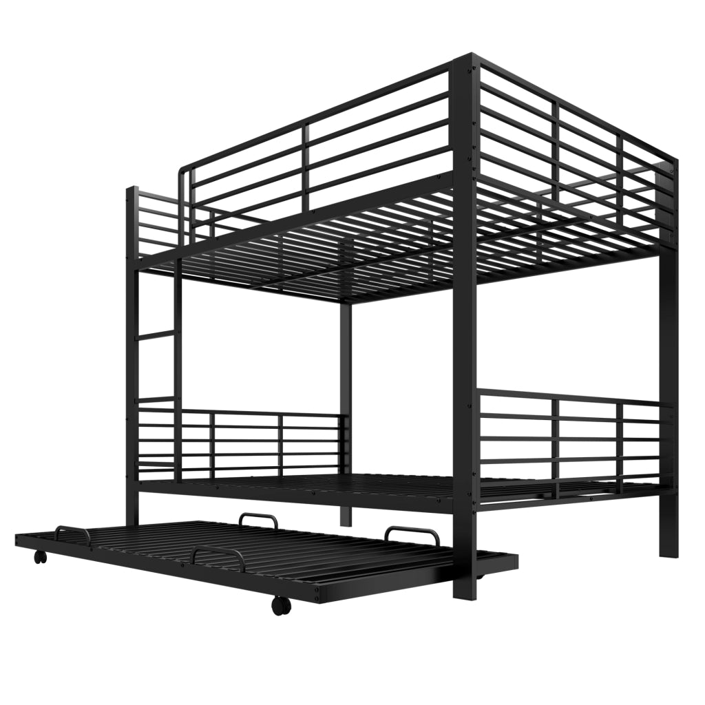 Letto a castello 205x145x170 cm con letto estraibile in metallo nero