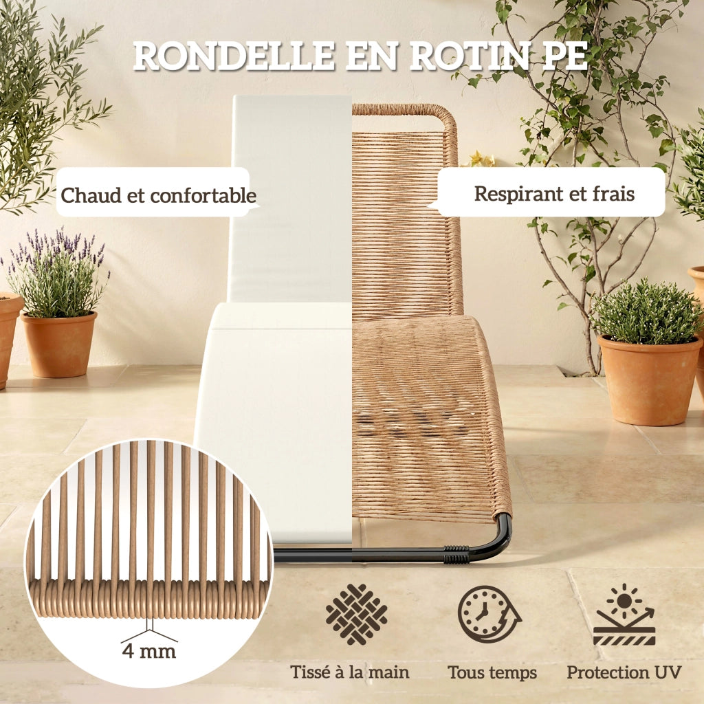 Lettino prendisole curvo S ¨C Xylo ¨C rattan sintetico beige crema con cuscino