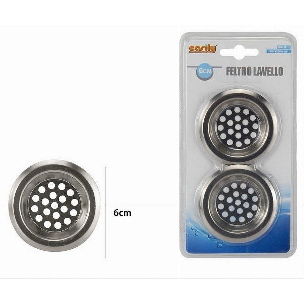 Trade Shop - Set 2 Pz Filtro Per Protezione Scarico Lavello Da Cucina Bagno Doccia 6 Cm 10397 -
