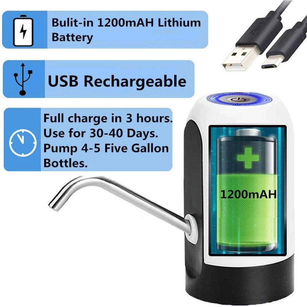 Trade Shop - Dispenser Erogatore D'acqua Rubinetto Elettrico Per Boccioni Ricaricabile Usb -