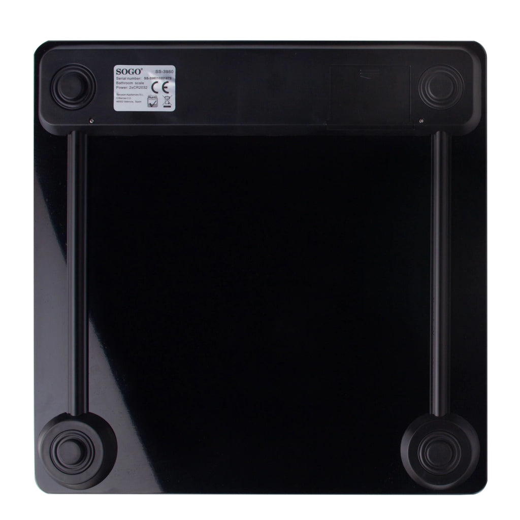 Bilancia pesapersone digitale con misurazione massa grassa e acqua corporea, display LCD, memoria 10 utenti, vetro temperato 6mm - SOGO