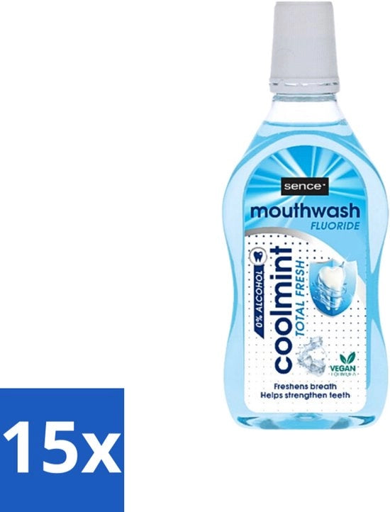15 x Acqua Fresca - Mint Fresh - 500 ml - Fluoruro - Prevenzione Carie