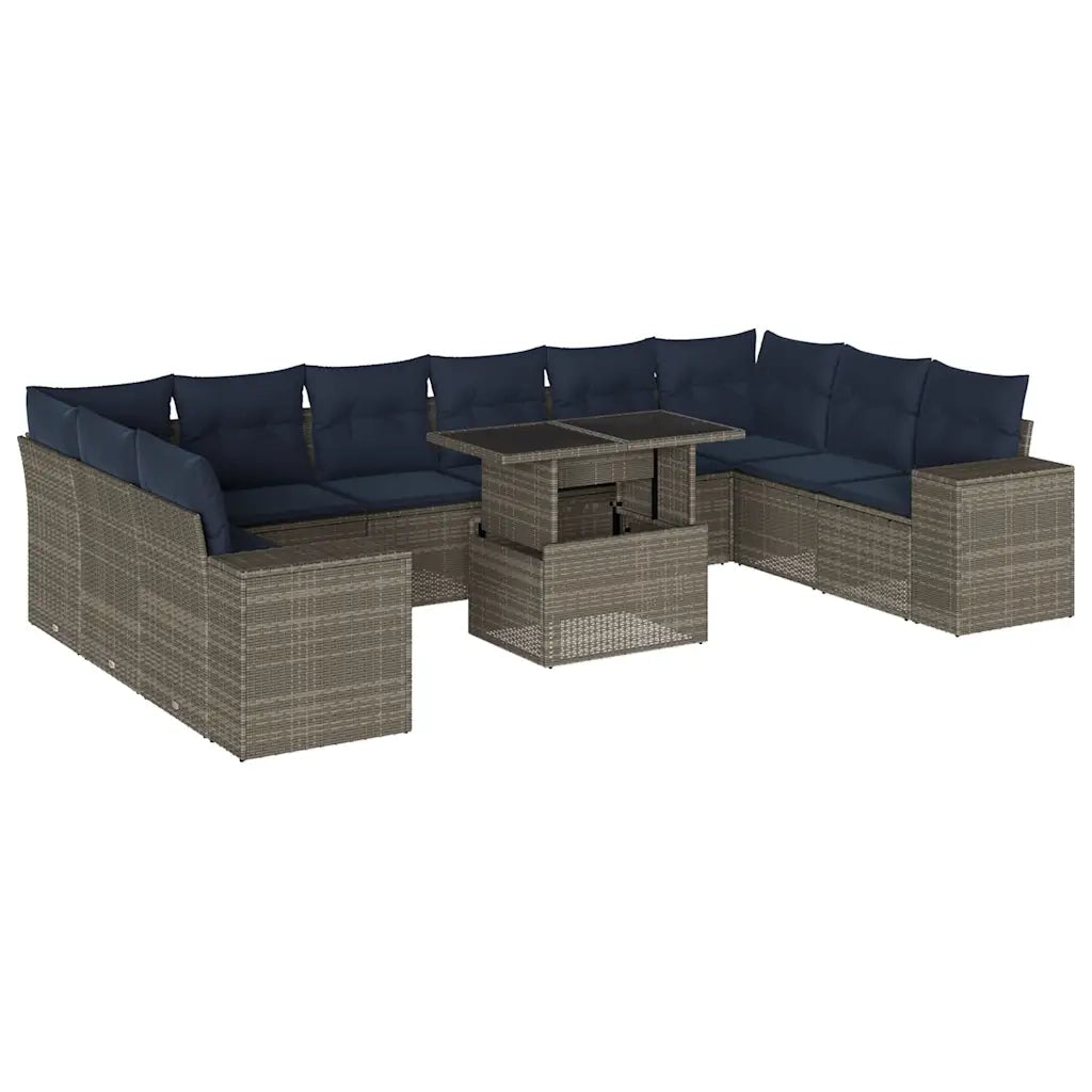 Set Divani da Giardino 11 pz con Cuscini Grigio in Polyrattan 3269411
