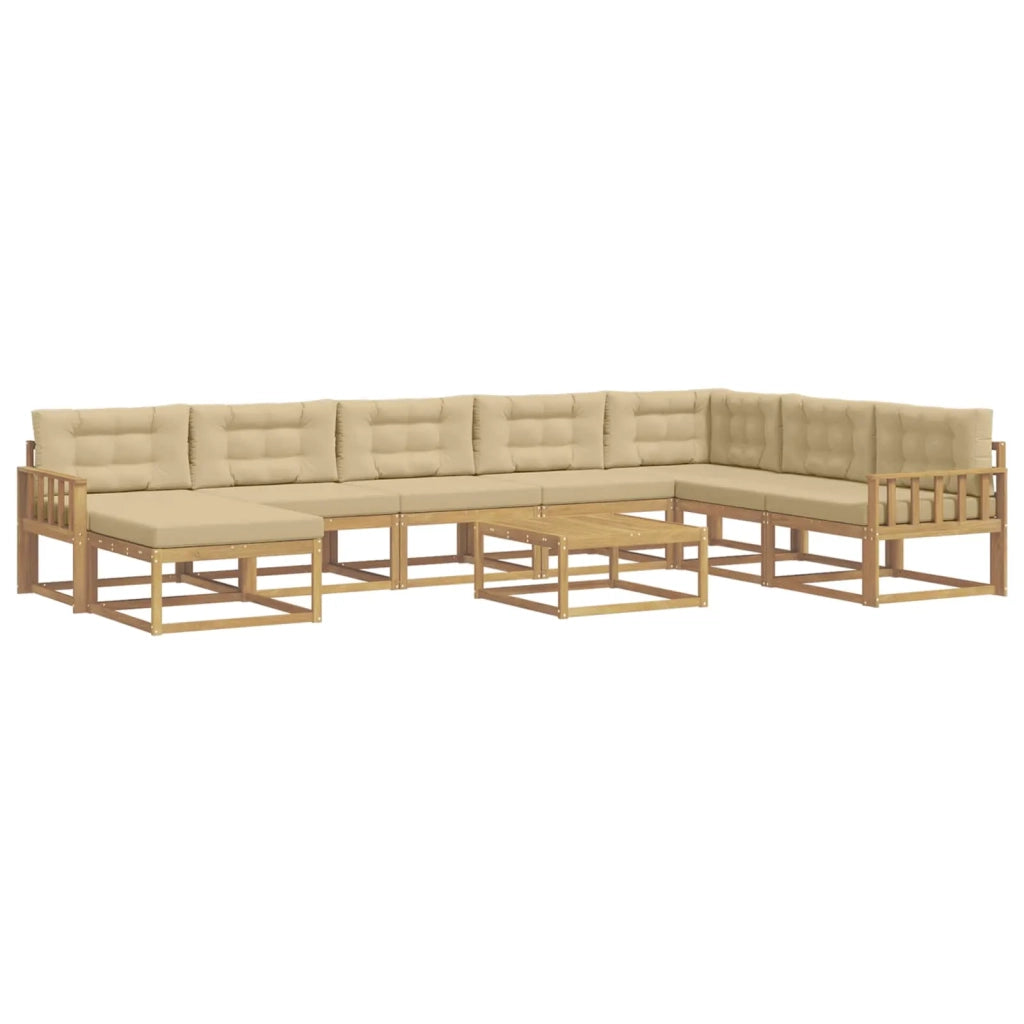 Set di divani da esterno 9 pz Bianco e Beige 3386897