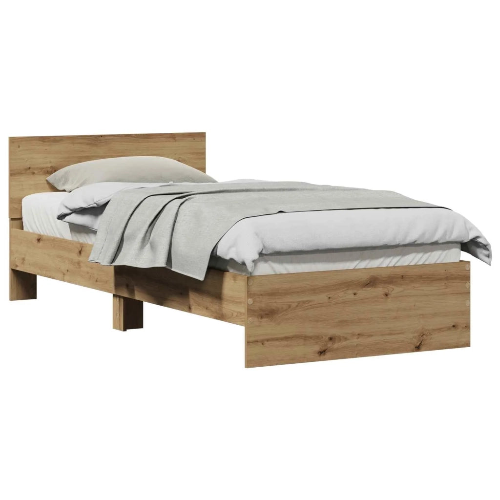 Struttura del letto con testiera Rovere artigianale 90 x 190 cm 871658