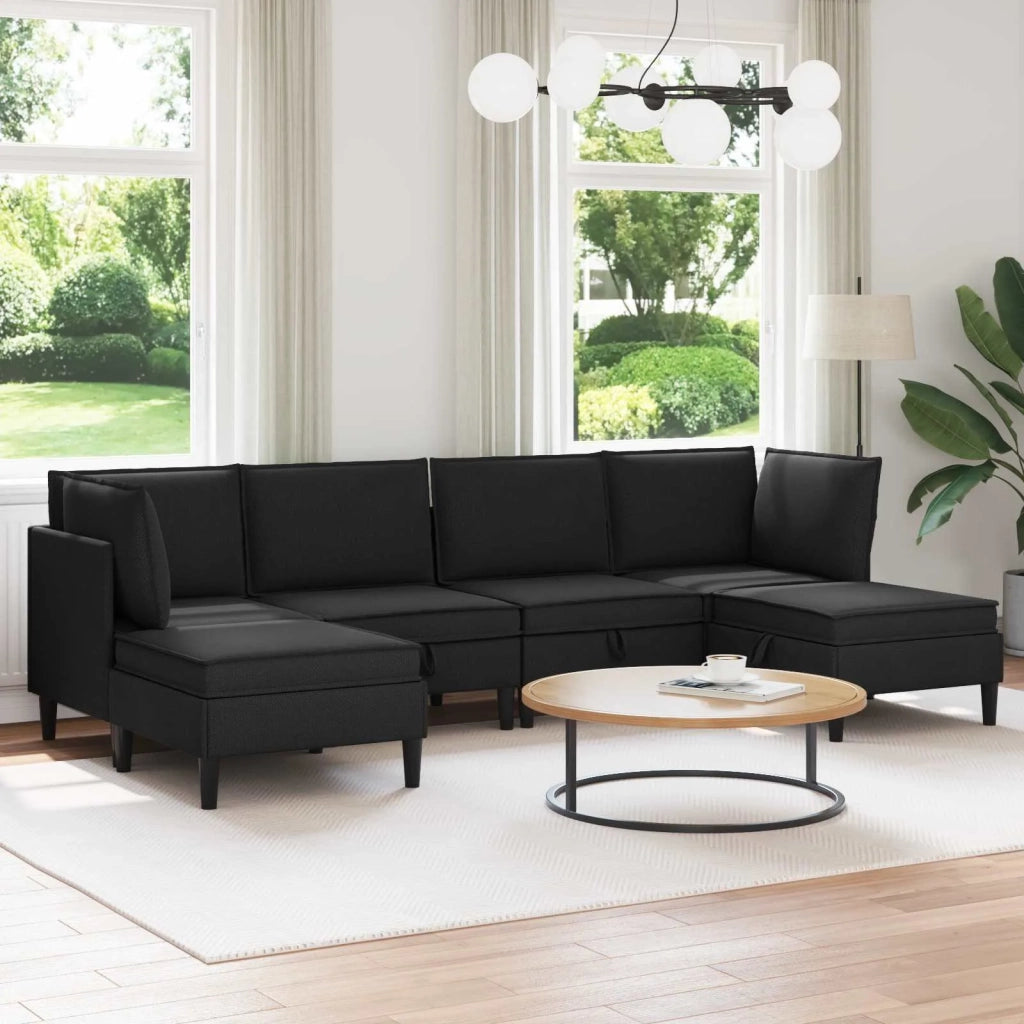 Set di mobili per il soggiorno 6 pcs Nero Tessuto 3413812