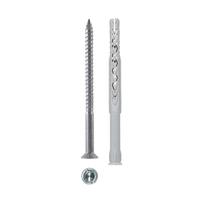Fischer 506476 Tassello nylon prolungato con vite 8x120 mm testa svasata piana impronta TORX SXRL confezione da 50 pezzi colore Bianco