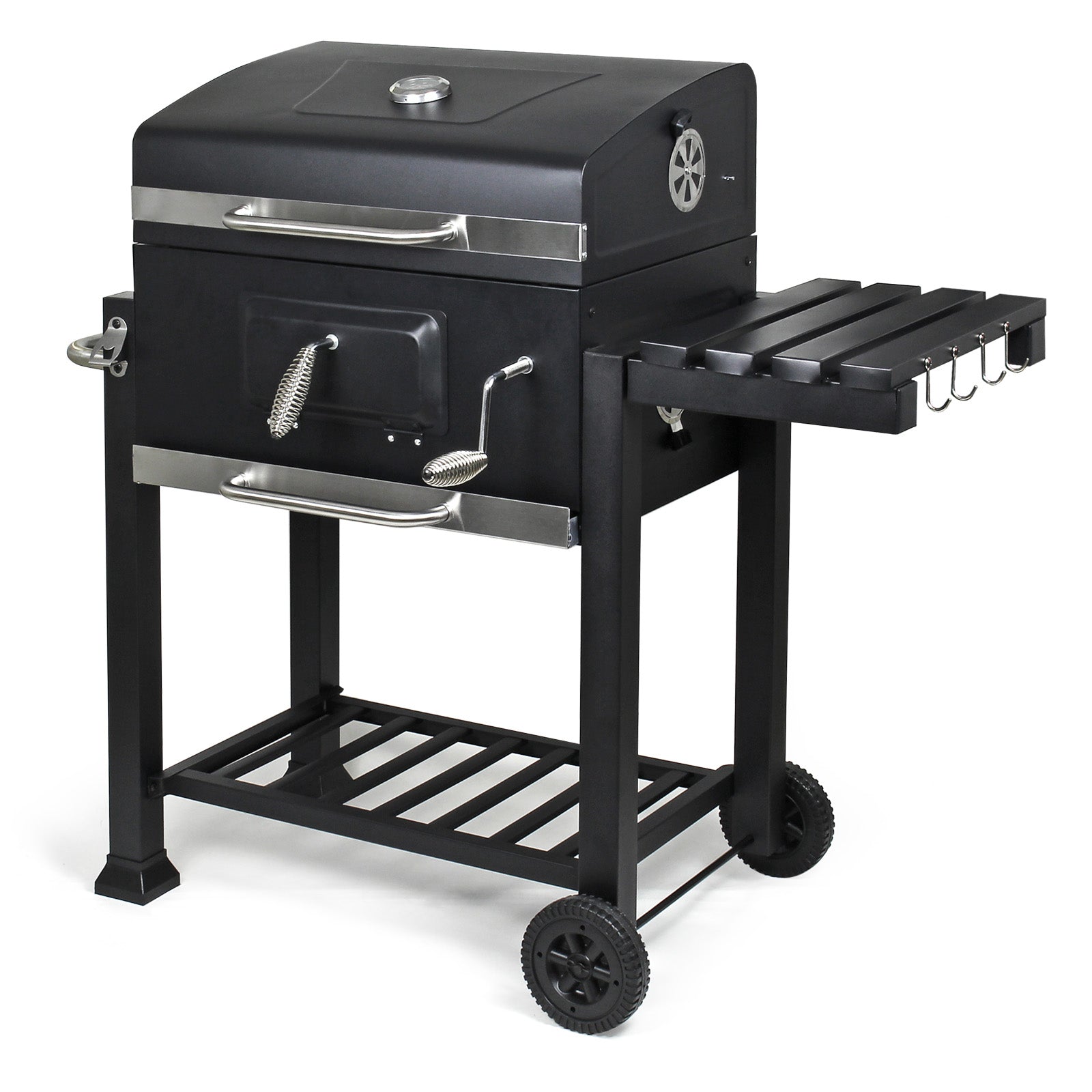 Barbecue a carbone carrellato con coperchio termometro altezza carbone regolabile BBQ a carrello