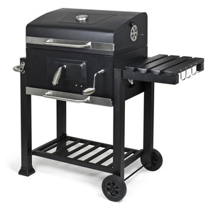 Barbecue a carbone carrellato con coperchio termometro altezza carbone regolabile BBQ a carrello
